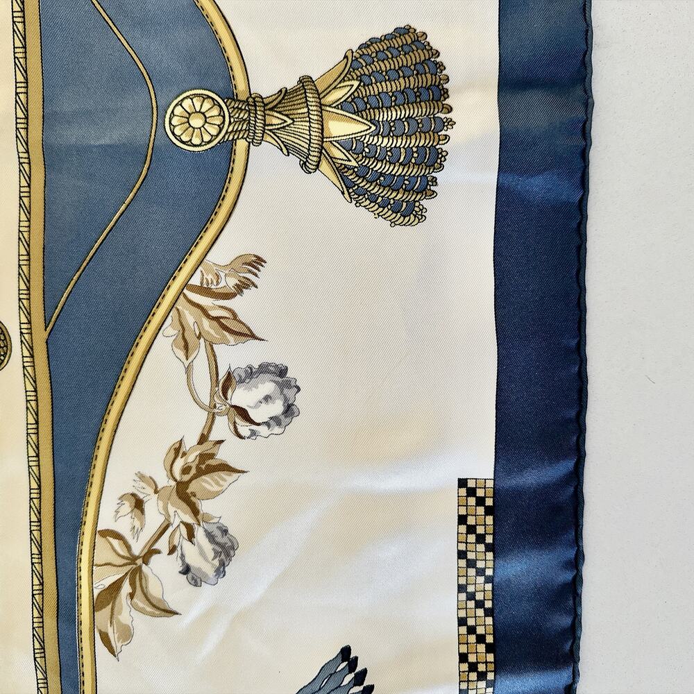 VINTAGE HERMES SCARF HARNAIS FRANCAIS BLUE 100% SILK - Picture 16 of 16